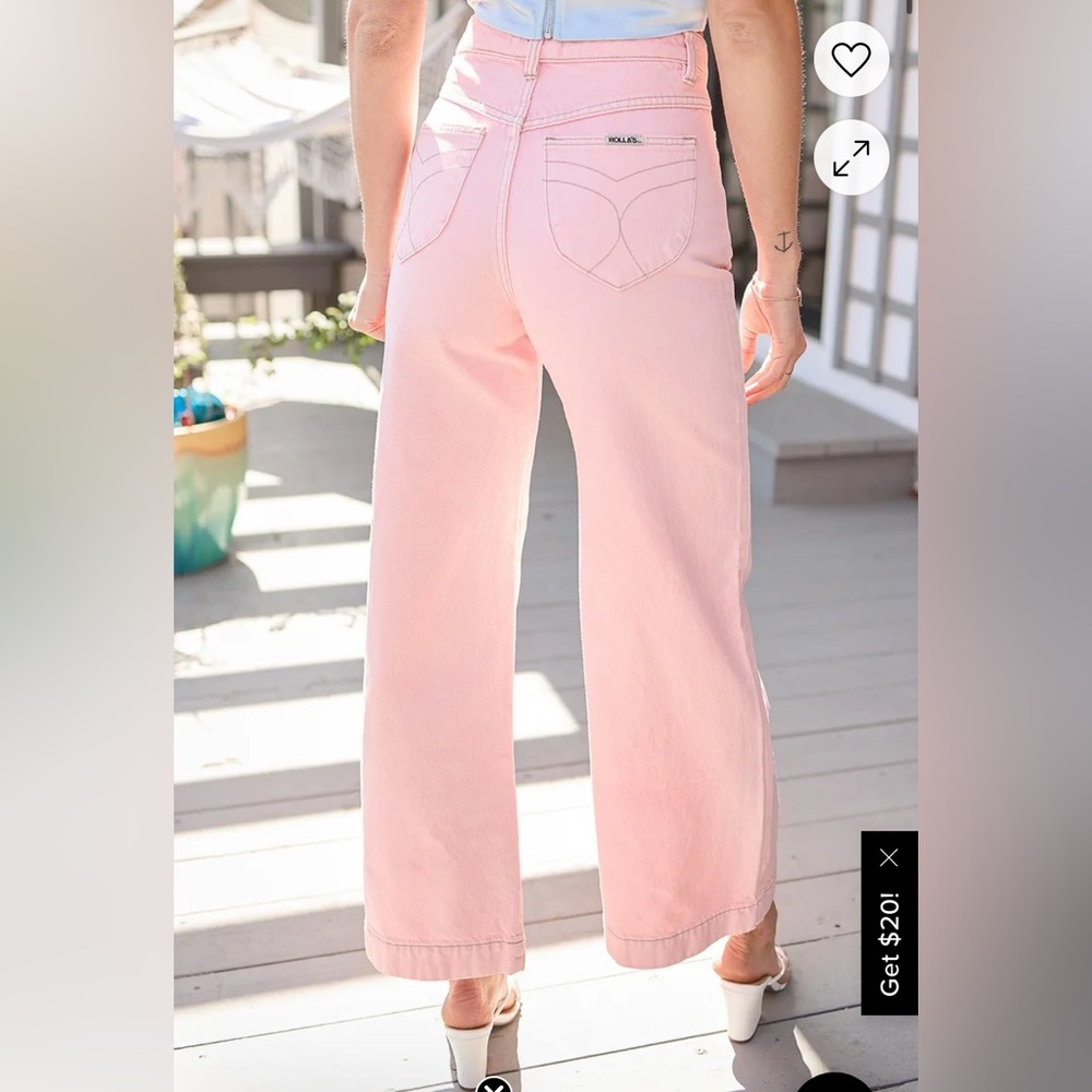 Rolla’s Sailor Pink High Rise Wide-Leg Jeans 24 - Picture 2 of 10